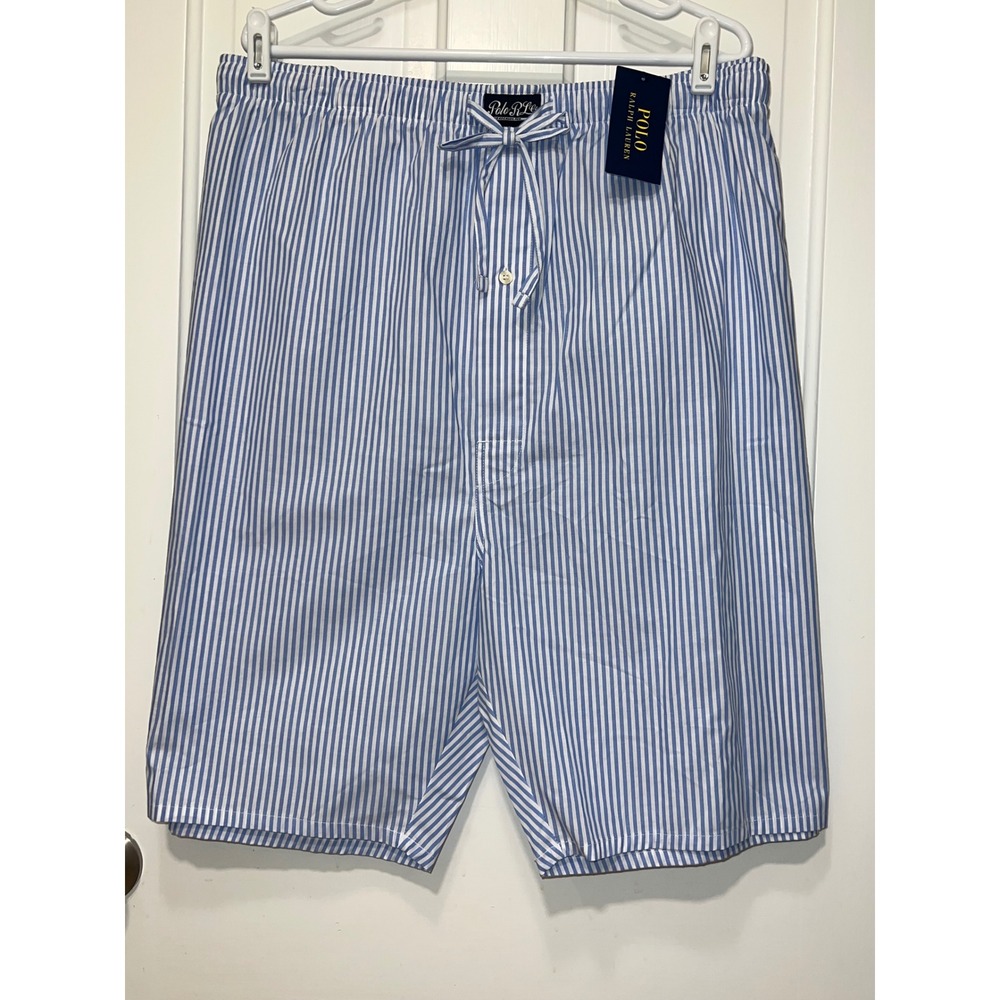 NWT Polo Ralph Lauren Mens Blue White Striped Pajama Sleep Shorts 4X
